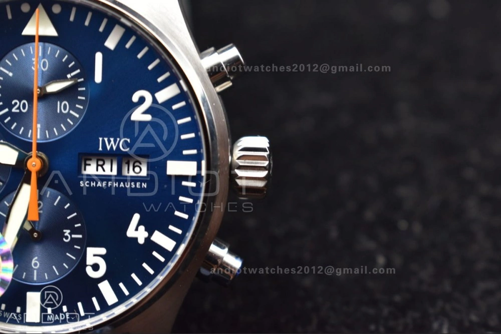 Pilot Chrono SS AZF 1:1 Best Edition Blue Dial Orange Hand on Blue Leather Strap A Stretchable 1004
