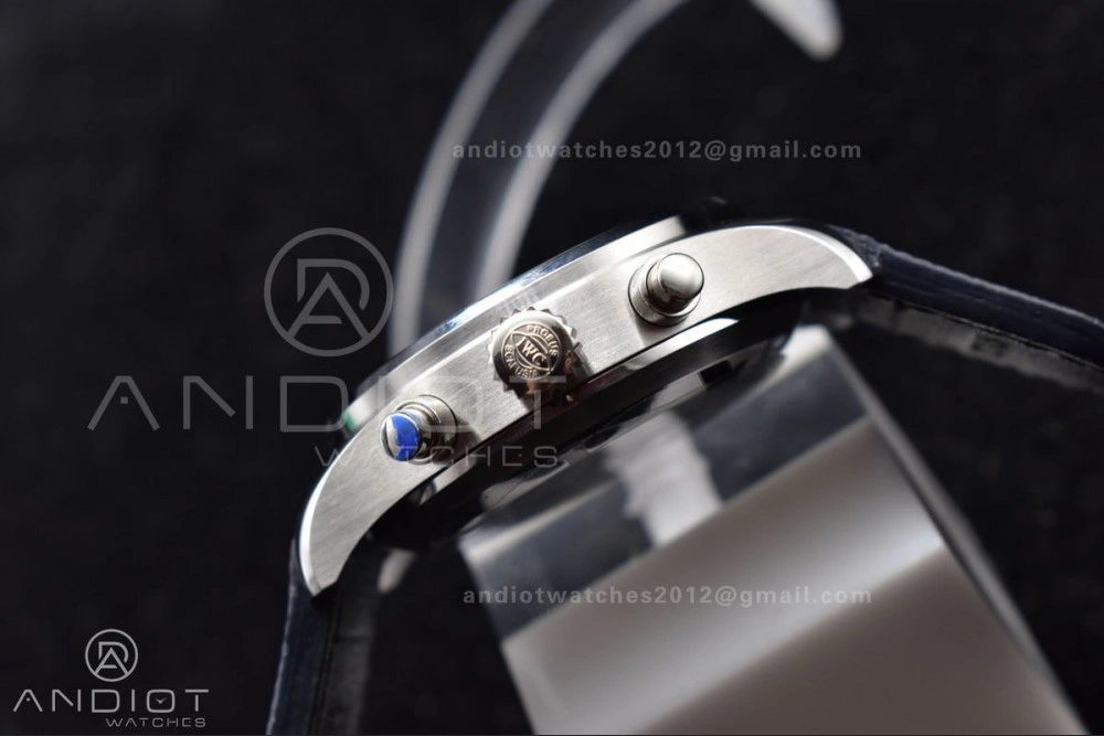 Pilot Chrono SS AZF 1:1 Best Edition Blue Dial Orange Hand on Blue Leather Strap A Stretchable 1004