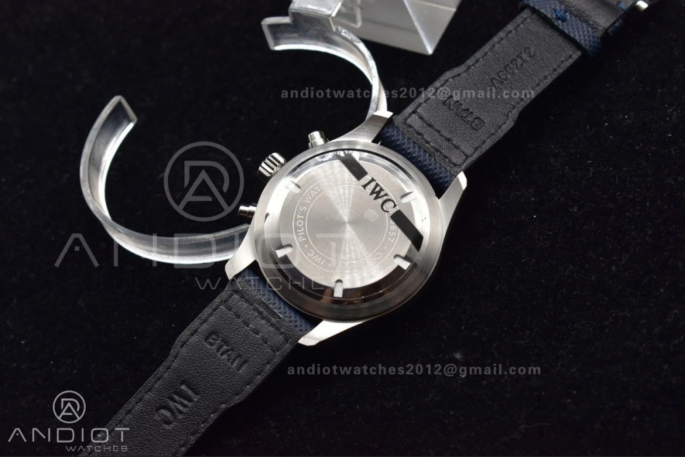 Pilot Chrono SS AZF 1:1 Best Edition Blue Dial Orange Hand on Blue Leather Strap A Stretchable 1004