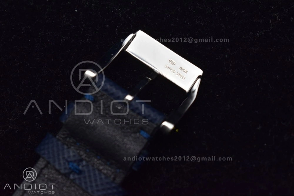 Pilot Chrono SS AZF 1:1 Best Edition Blue Dial Orange Hand on Blue Leather Strap A Stretchable 1004