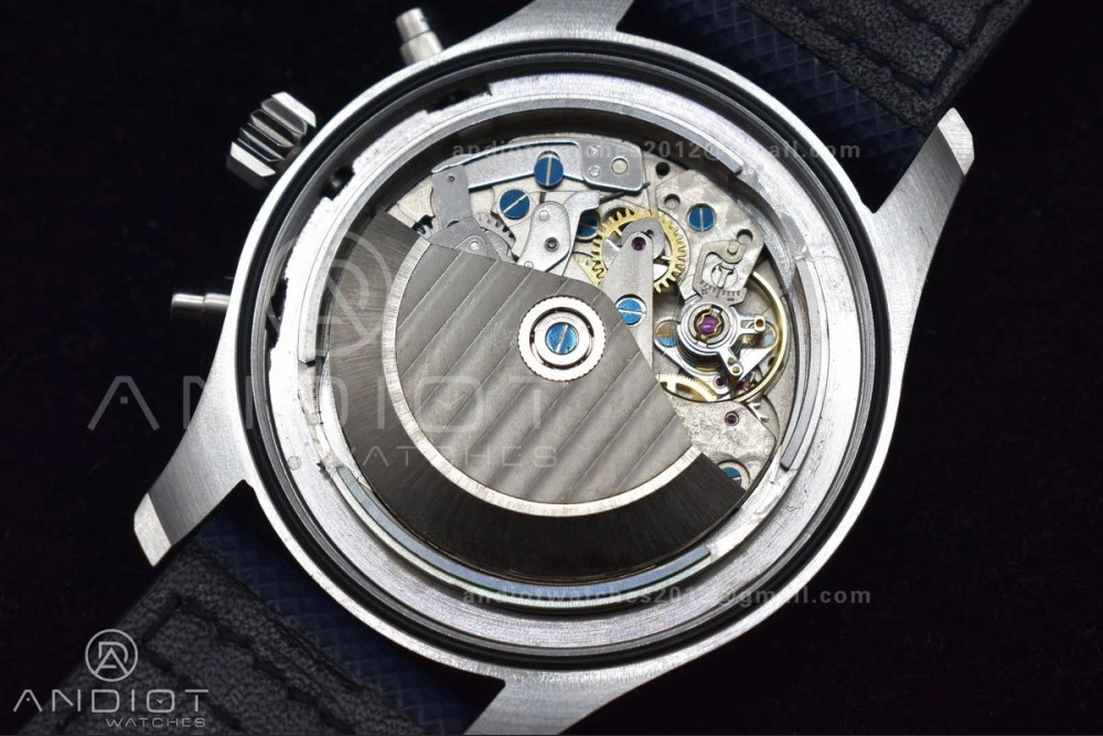Pilot Chrono SS AZF 1:1 Best Edition Blue Dial Orange Hand on Blue Leather Strap A Stretchable 1004