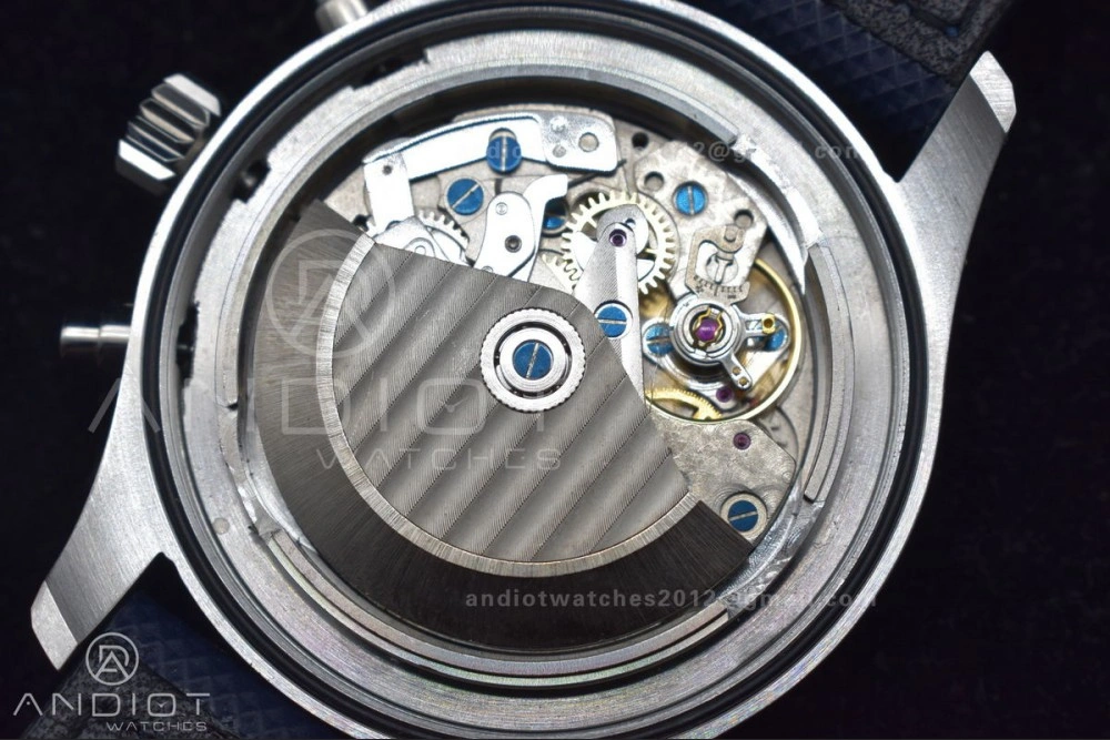 Pilot Chrono SS AZF 1:1 Best Edition Blue Dial Orange Hand on Blue Leather Strap A Stretchable 1004