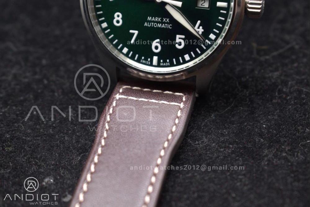 Pilot Mark XX IW328205 ZF 1:1 Best Edition Green Dial on Brown Leather Strap A UrbanChic 1005