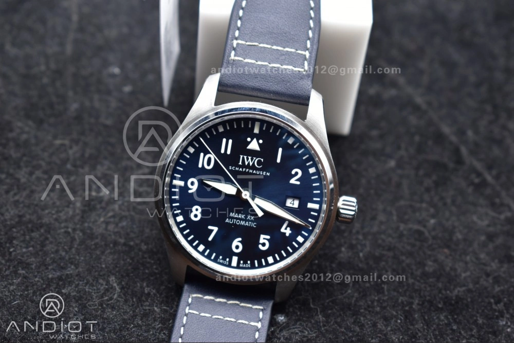 Breathable Pilot Mark XX V7F 1:1 Best Edition Blue Dial on Blue Leather Strap A 285