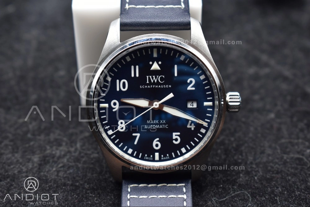 Breathable Pilot Mark XX V7F 1:1 Best Edition Blue Dial on Blue Leather Strap A 285
