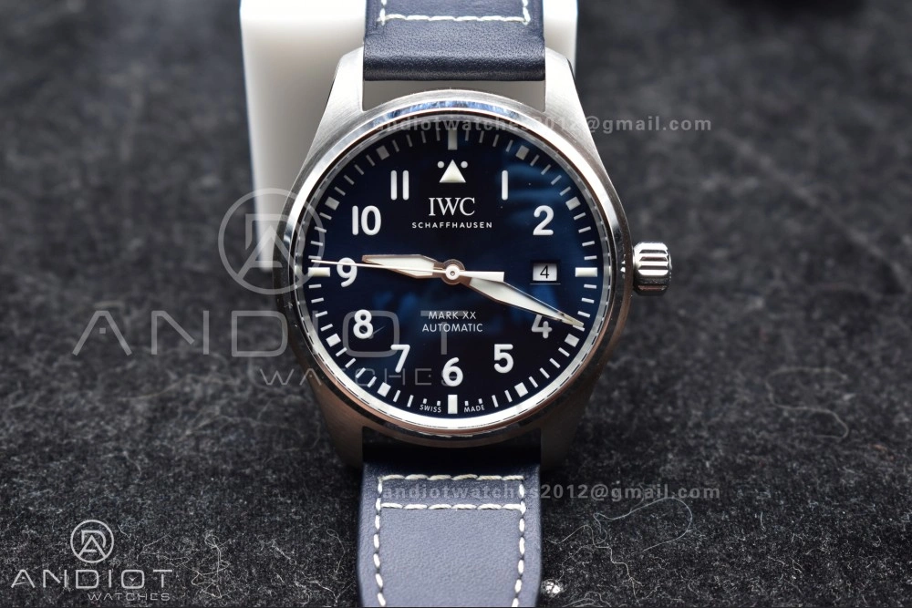 Breathable Pilot Mark XX V7F 1:1 Best Edition Blue Dial on Blue Leather Strap A 285