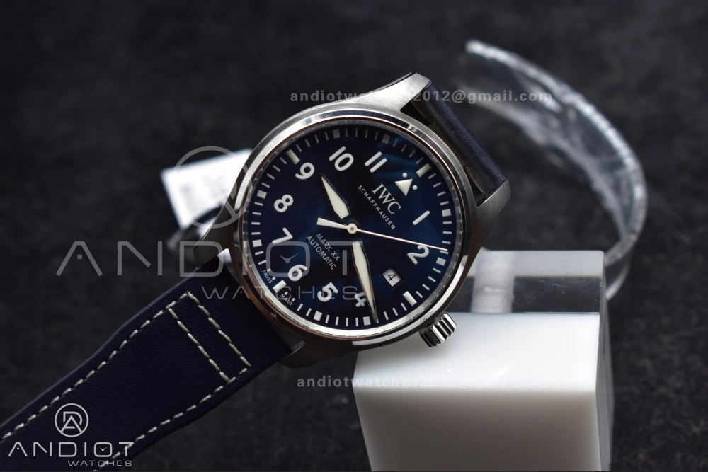 Breathable Pilot Mark XX V7F 1:1 Best Edition Blue Dial on Blue Leather Strap A 285