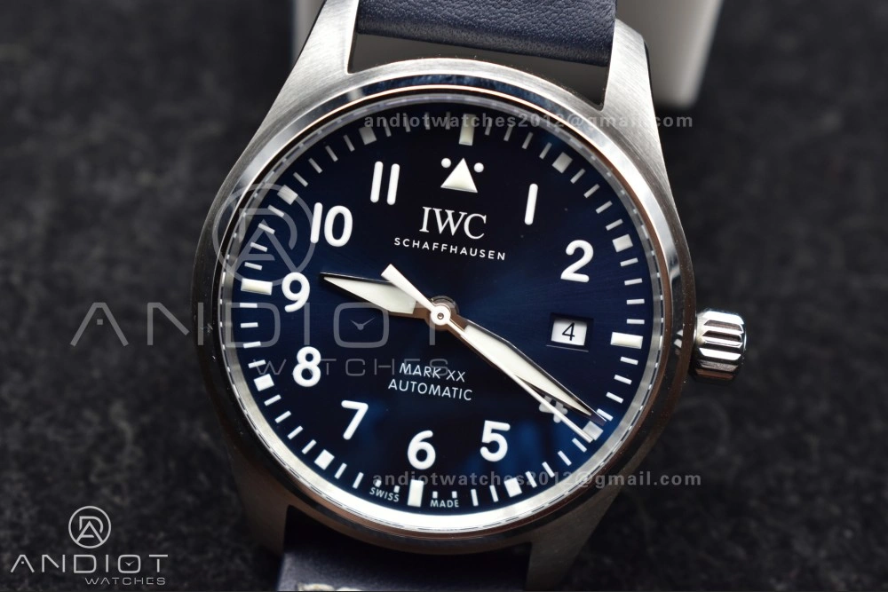 Breathable Pilot Mark XX V7F 1:1 Best Edition Blue Dial on Blue Leather Strap A 285