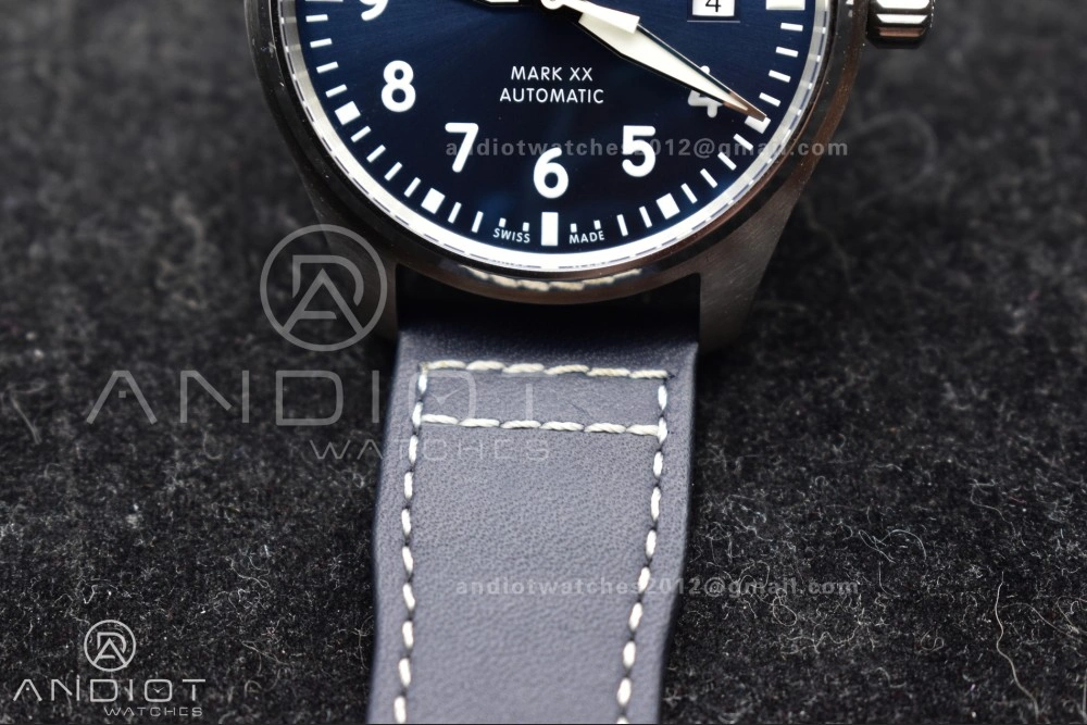 Breathable Pilot Mark XX V7F 1:1 Best Edition Blue Dial on Blue Leather Strap A 285