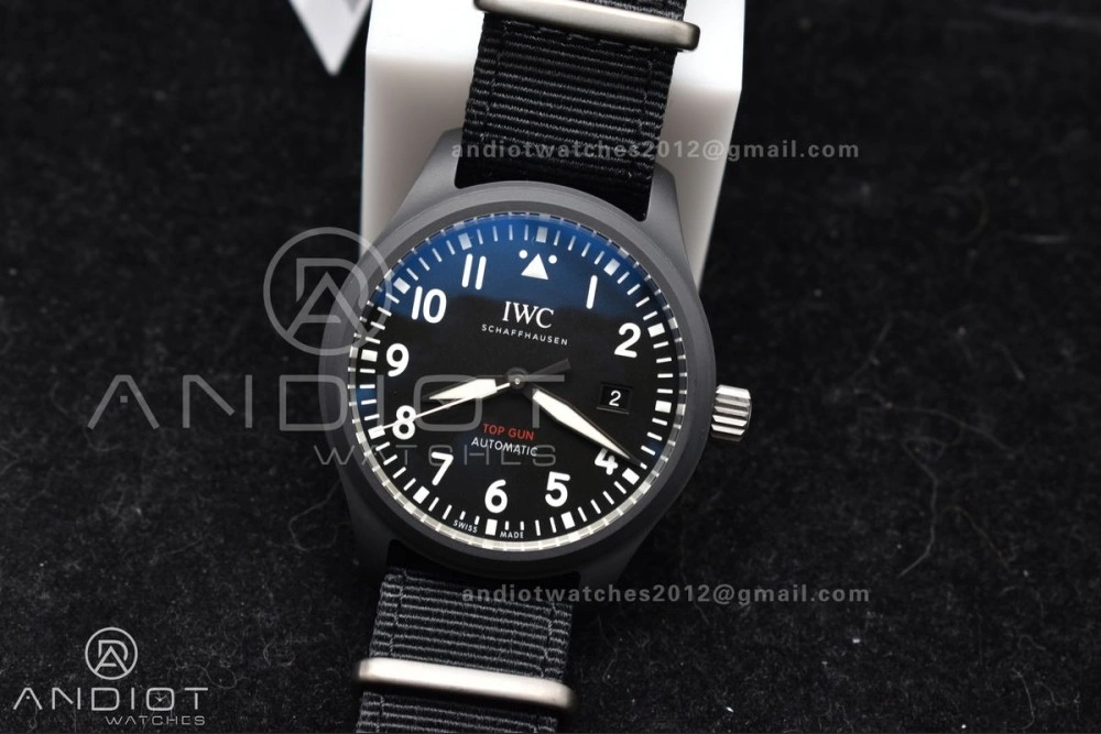 Bright Pilot's Watch Top Gun Black Ceramic IW326901 V7F 1:1 Best Edition on Black Nylon Strap A 292