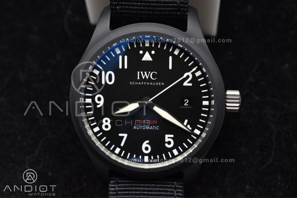 Bright Pilot's Watch Top Gun Black Ceramic IW326901 V7F 1:1 Best Edition on Black Nylon Strap A 292