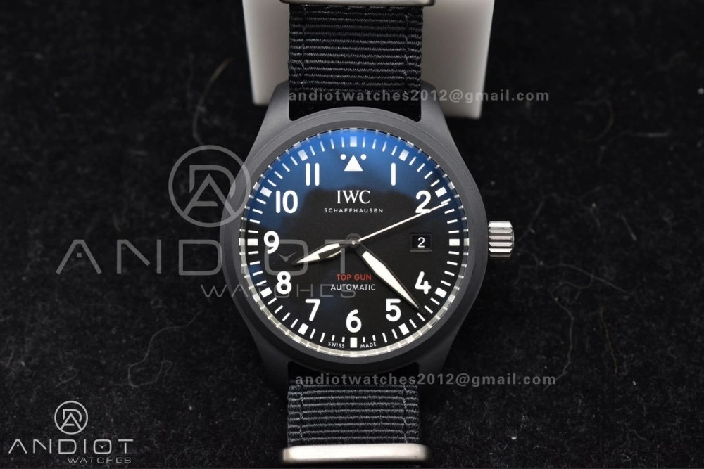 Bright Pilot's Watch Top Gun Black Ceramic IW326901 V7F 1:1 Best Edition on Black Nylon Strap A 292