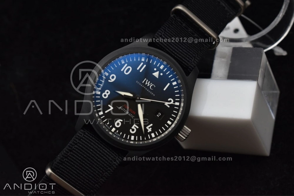 Bright Pilot's Watch Top Gun Black Ceramic IW326901 V7F 1:1 Best Edition on Black Nylon Strap A 292