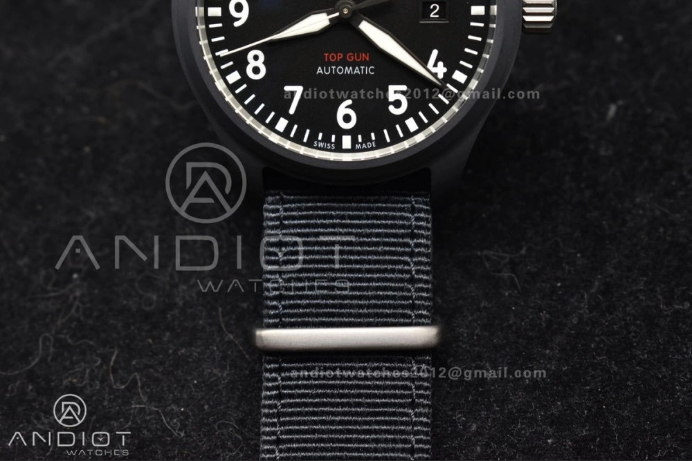Bright Pilot's Watch Top Gun Black Ceramic IW326901 V7F 1:1 Best Edition on Black Nylon Strap A 292