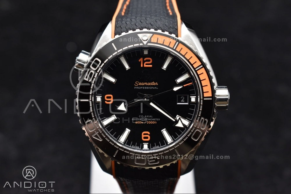 Planet Ocean 43.5mm SS VSF 1:1 Best Edition Black Orange Bezel Black Dial on Nylon Strap A8900 Super Clone V WaterResistant 37