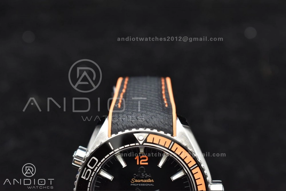 Planet Ocean 43.5mm SS VSF 1:1 Best Edition Black Orange Bezel Black Dial on Nylon Strap A8900 Super Clone V WaterResistant 37