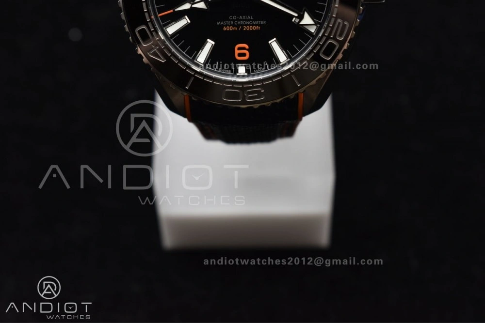 Planet Ocean 43.5mm SS VSF 1:1 Best Edition Black Orange Bezel Black Dial on Nylon Strap A8900 Super Clone V WaterResistant 37