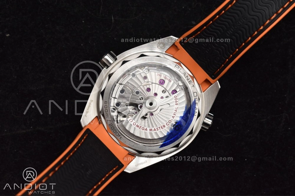 Planet Ocean 43.5mm SS VSF 1:1 Best Edition Black Orange Bezel Black Dial on Nylon Strap A8900 Super Clone V WaterResistant 37