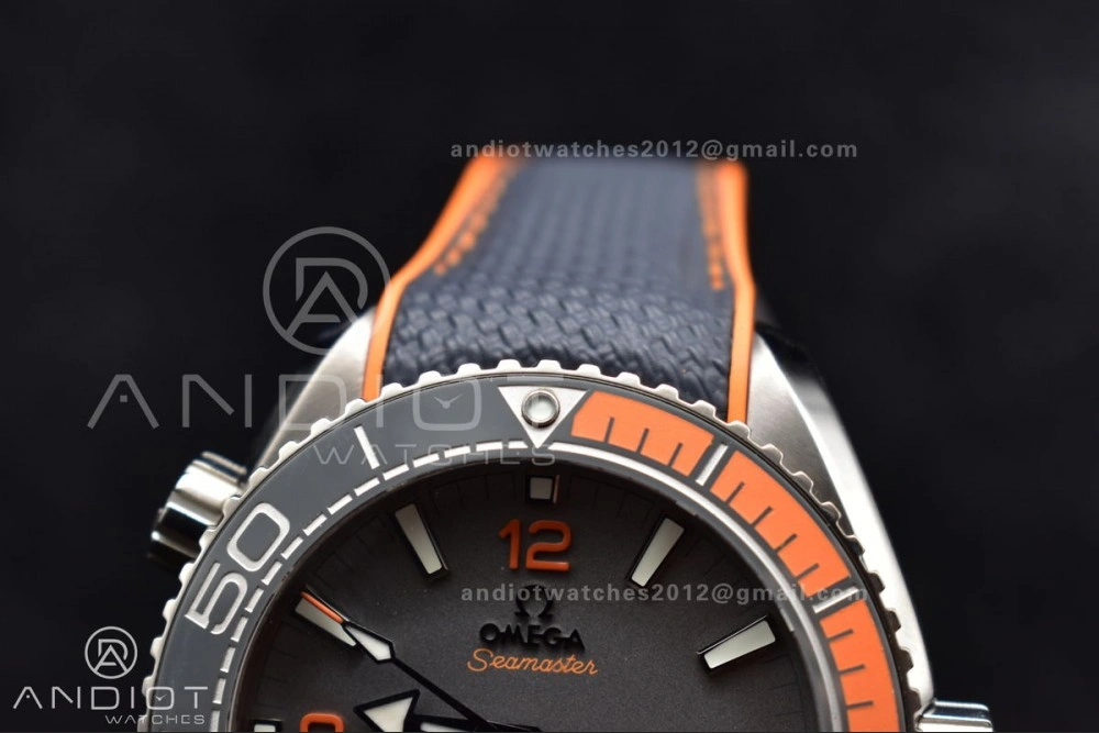 Planet Ocean 43.5mm SS VSF 1:1 Best Edition Black Orange Bezel Gray Dial on Nylon Strap A8900 Super Clone V ModernLook 1010