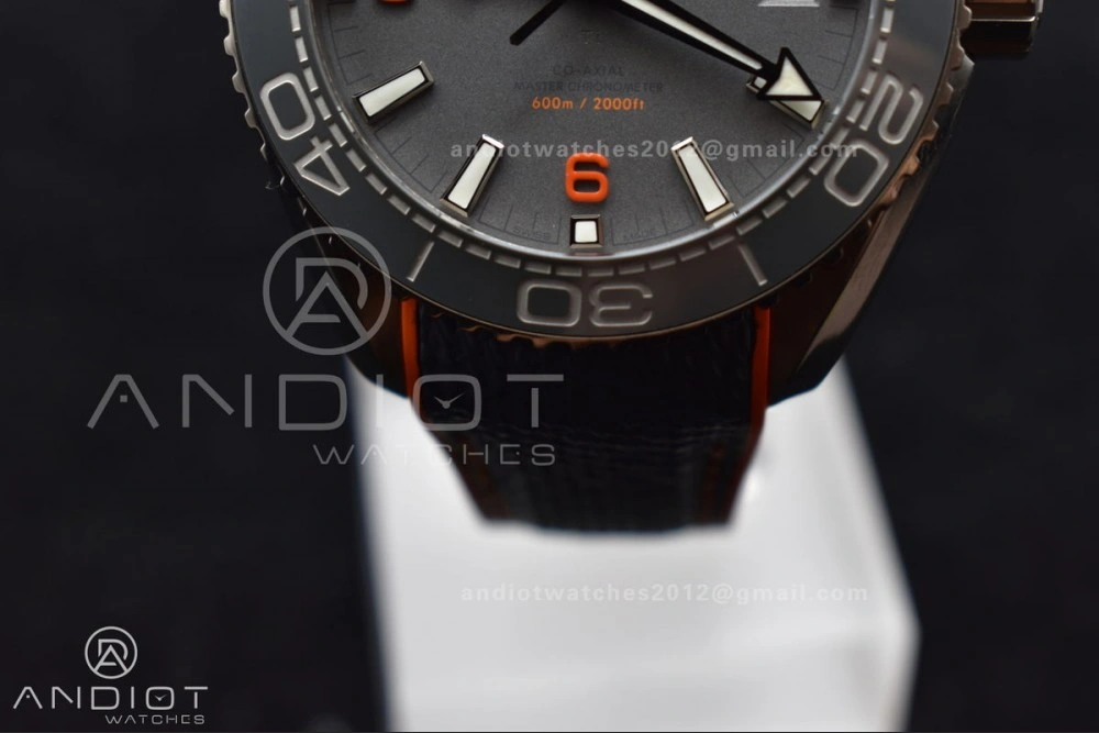 Planet Ocean 43.5mm SS VSF 1:1 Best Edition Black Orange Bezel Gray Dial on Nylon Strap A8900 Super Clone V ModernLook 1010