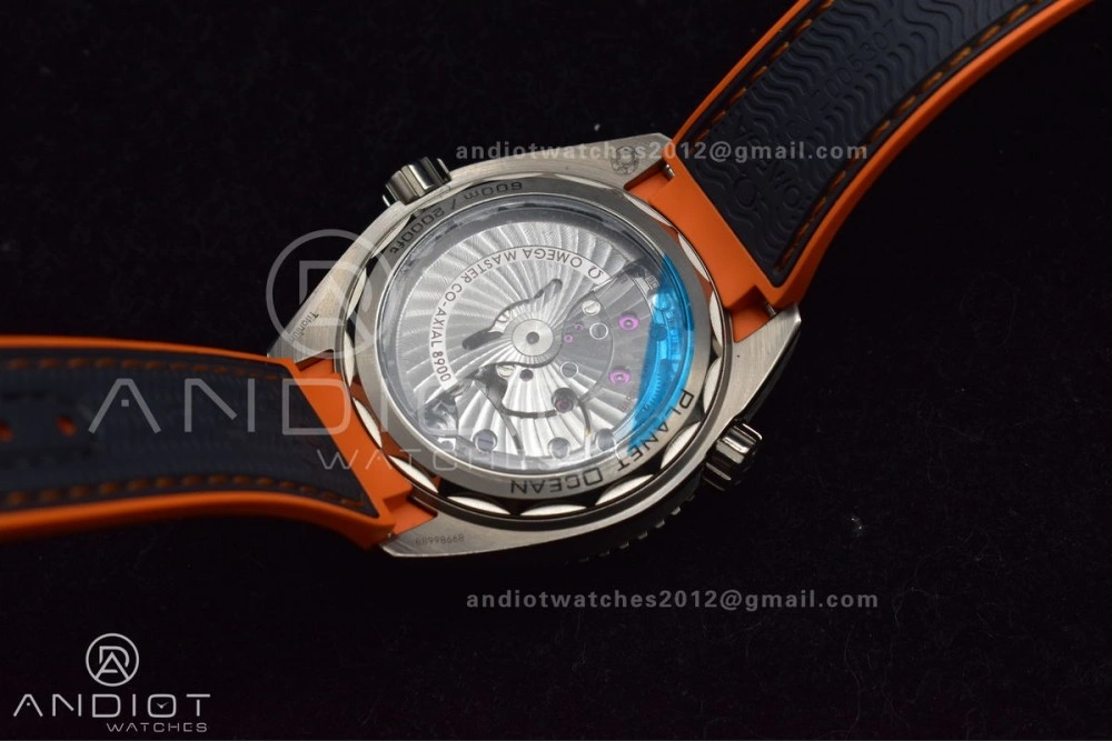 Planet Ocean 43.5mm SS VSF 1:1 Best Edition Black Orange Bezel Gray Dial on Nylon Strap A8900 Super Clone V ModernLook 1010