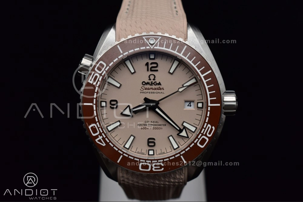 Snug Planet Ocean 43.5mm SS VSF 1:1 Best Edition Brown Bezel Sand Dial on Sand Rubber Strap A8900 Super Clone 40