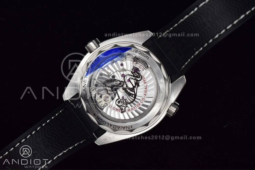 TravelReady Planet Ocean 43.5mm SS VSF 1:1 Best Edition Gray Bezel Gray Dial on Black Rubber Strap A8900 Super Clone 38