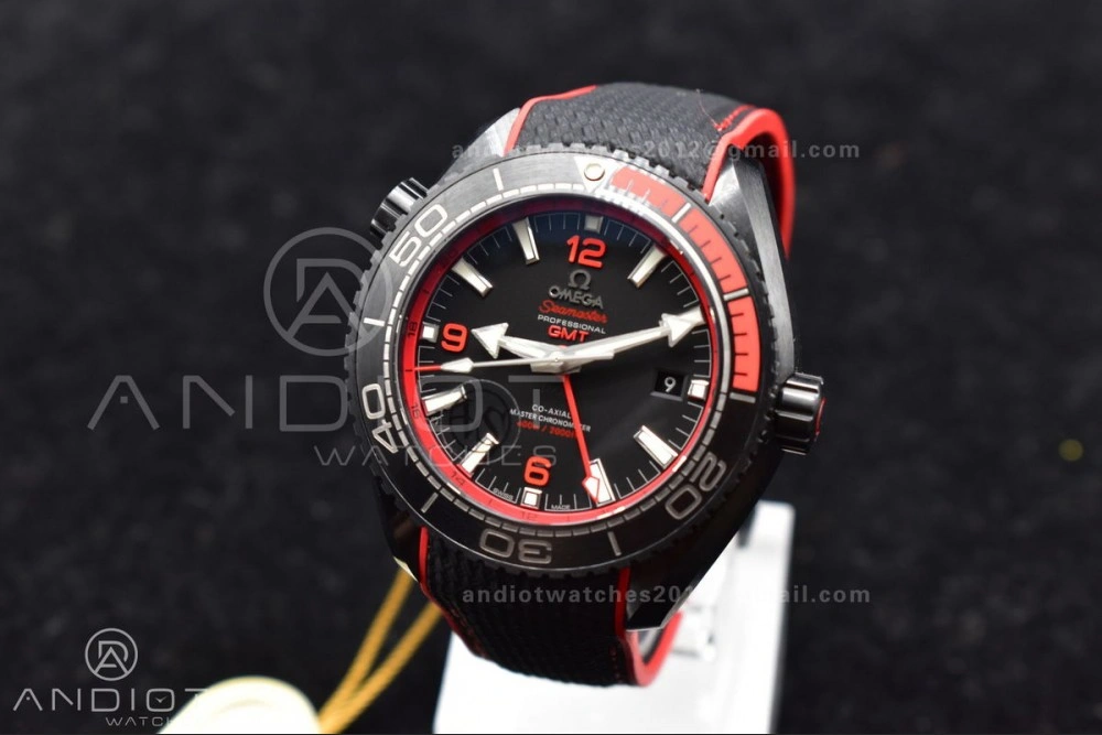 Affordable Planet Ocean 45.5mm Deep Black red Real Ceramic VSF 1:1 Best Edition on Black Nylon Strap A8906 Super Clone 1016
