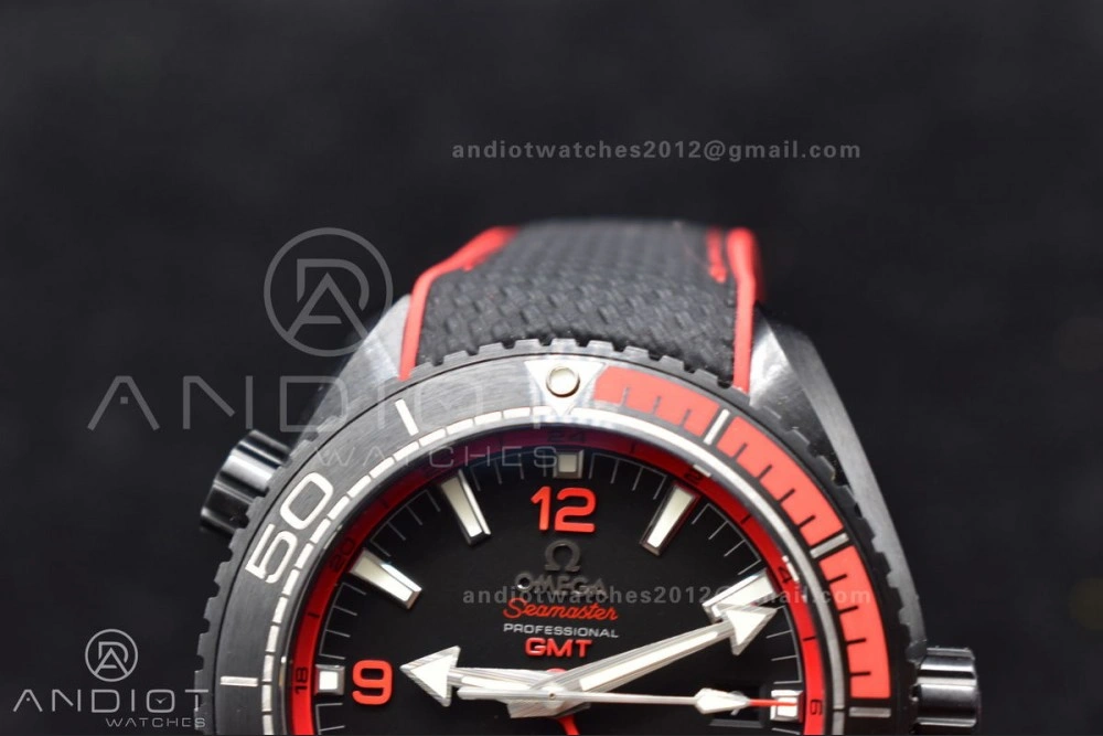 Affordable Planet Ocean 45.5mm Deep Black red Real Ceramic VSF 1:1 Best Edition on Black Nylon Strap A8906 Super Clone 1016