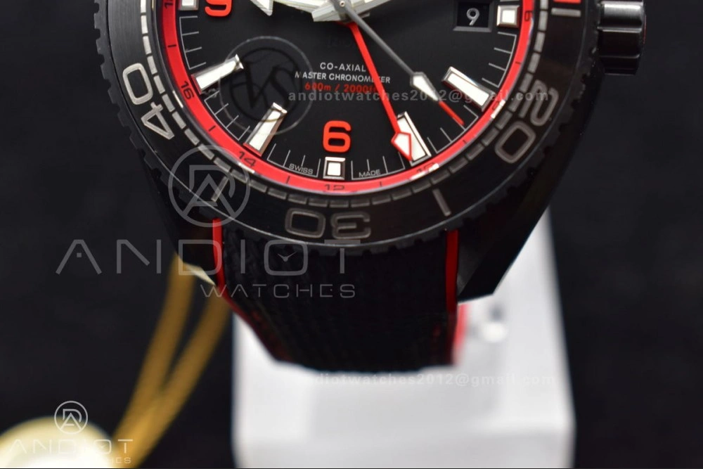 Affordable Planet Ocean 45.5mm Deep Black red Real Ceramic VSF 1:1 Best Edition on Black Nylon Strap A8906 Super Clone 1016