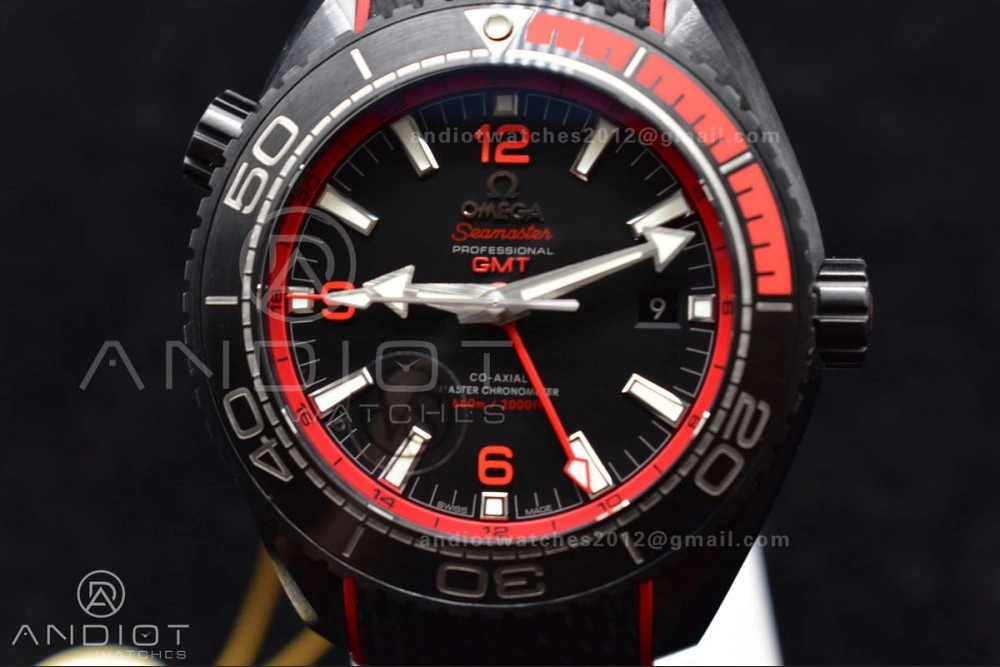 Affordable Planet Ocean 45.5mm Deep Black red Real Ceramic VSF 1:1 Best Edition on Black Nylon Strap A8906 Super Clone 1016