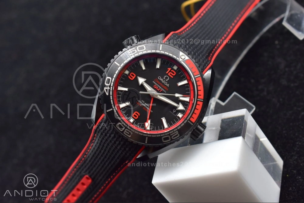 Affordable Planet Ocean 45.5mm Deep Black red Real Ceramic VSF 1:1 Best Edition on Black Nylon Strap A8906 Super Clone 1016