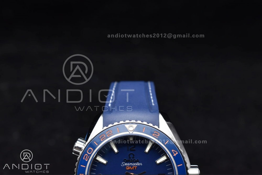 Planet Ocean 600M Co-Axial GMT 43.5mm VSF 1:1 Best Edition Blue Dial Blue Ceramic Bezel on Rubber Strap A8605 Super Clone Popular 1009