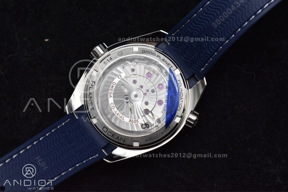 Planet Ocean 600M Co-Axial GMT 43.5mm VSF 1:1 Best Edition Blue Dial Blue Ceramic Bezel on Rubber Strap A8605 Super Clone Popular 1009