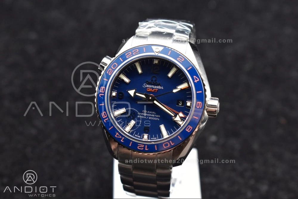 Versatile Planet Ocean 600M Co-Axial GMT 43.5mm VSF 1:1 Best Edition Blue Dial Blue Ceramic Bezel on SS Bracelet A8605 Super Clone 46
