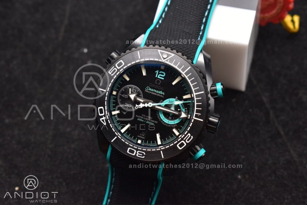 Planet Ocean Master Chrono Deep Black Ceramic M+SF 1:1 Best Edition Black Dial on Black Rubber Strap A Cozy 52