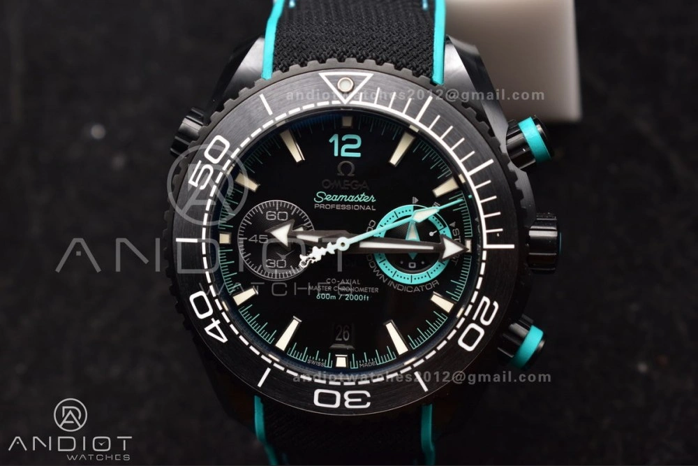 Planet Ocean Master Chrono Deep Black Ceramic M+SF 1:1 Best Edition Black Dial on Black Rubber Strap A Cozy 52