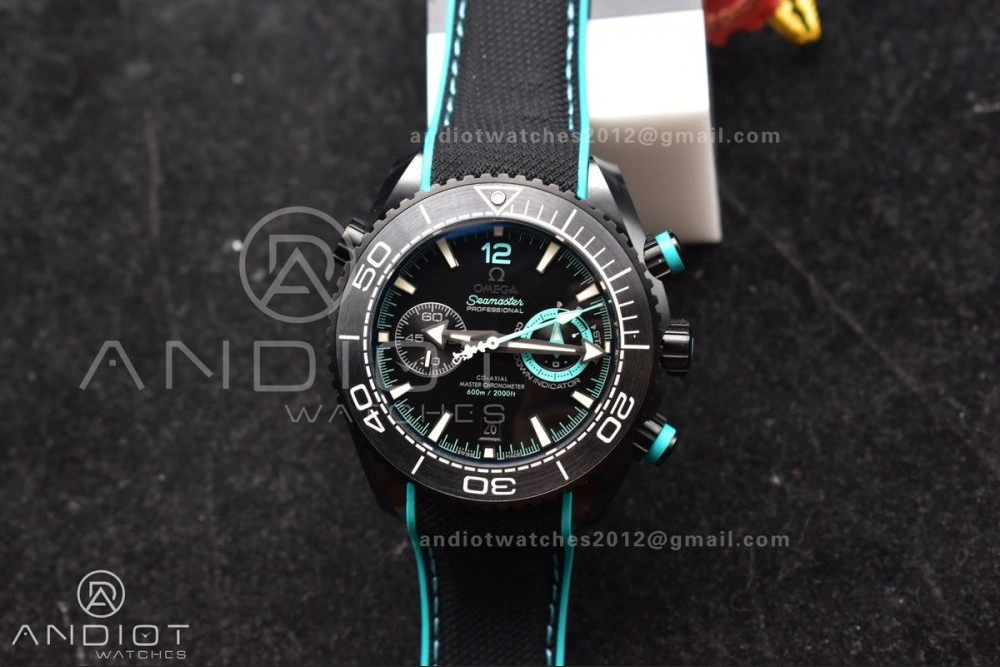 Planet Ocean Master Chrono Deep Black Ceramic M+SF 1:1 Best Edition Black Dial on Black Rubber Strap A Cozy 52