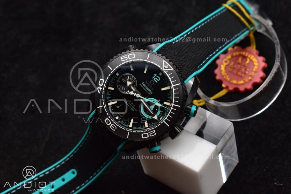 Planet Ocean Master Chrono Deep Black Ceramic M+SF 1:1 Best Edition Black Dial on Black Rubber Strap A Cozy 52