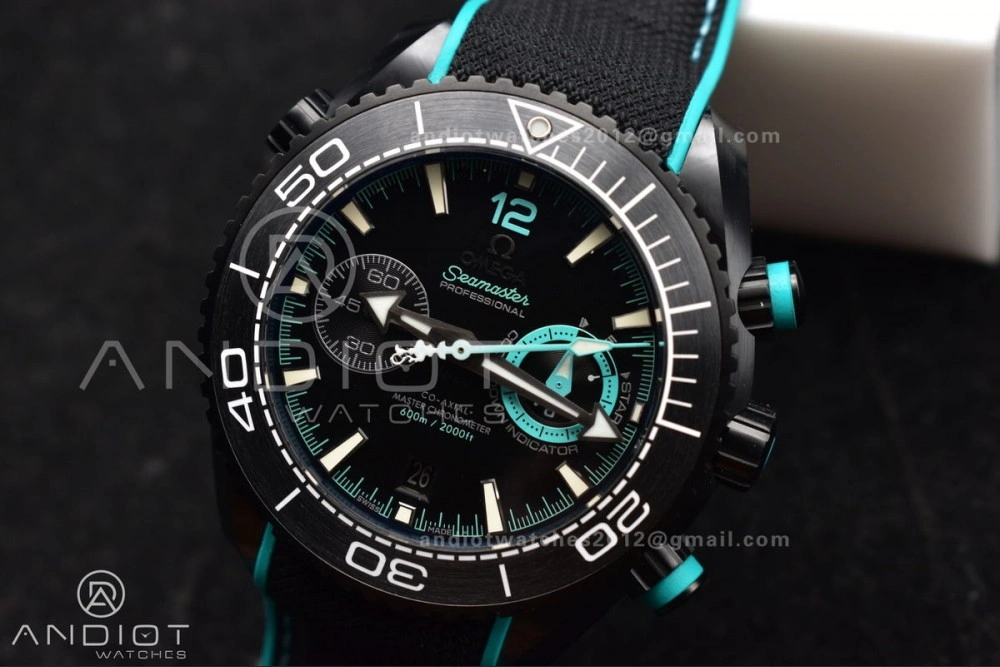 Planet Ocean Master Chrono Deep Black Ceramic M+SF 1:1 Best Edition Black Dial on Black Rubber Strap A Cozy 52
