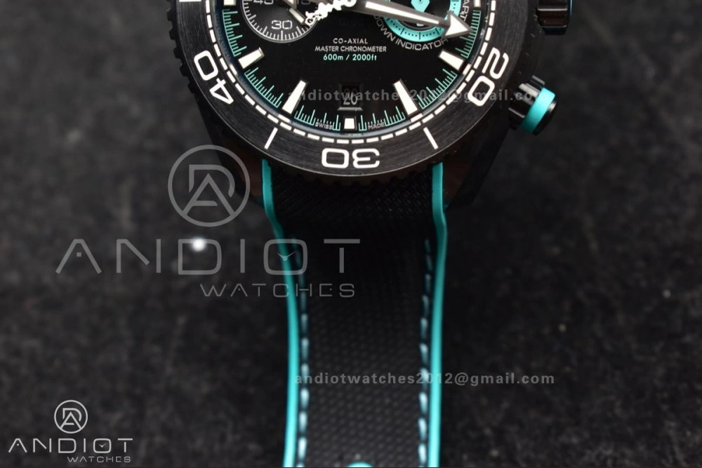 Planet Ocean Master Chrono Deep Black Ceramic M+SF 1:1 Best Edition Black Dial on Black Rubber Strap A Cozy 52