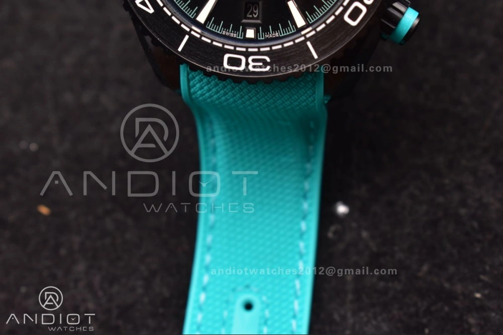 SmoothTexture Planet Ocean Master Chrono Deep Black Ceramic M+SF 1:1 Best Edition Black Dial on Blue Rubber Strap A 42