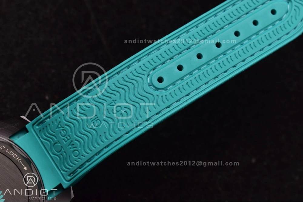 SmoothTexture Planet Ocean Master Chrono Deep Black Ceramic M+SF 1:1 Best Edition Black Dial on Blue Rubber Strap A 42