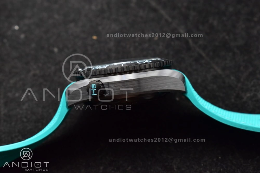 SmoothTexture Planet Ocean Master Chrono Deep Black Ceramic M+SF 1:1 Best Edition Black Dial on Blue Rubber Strap A 42