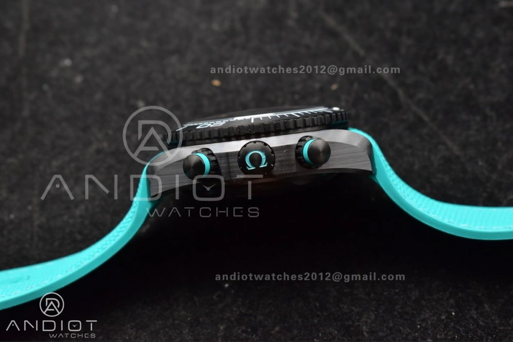 SmoothTexture Planet Ocean Master Chrono Deep Black Ceramic M+SF 1:1 Best Edition Black Dial on Blue Rubber Strap A 42
