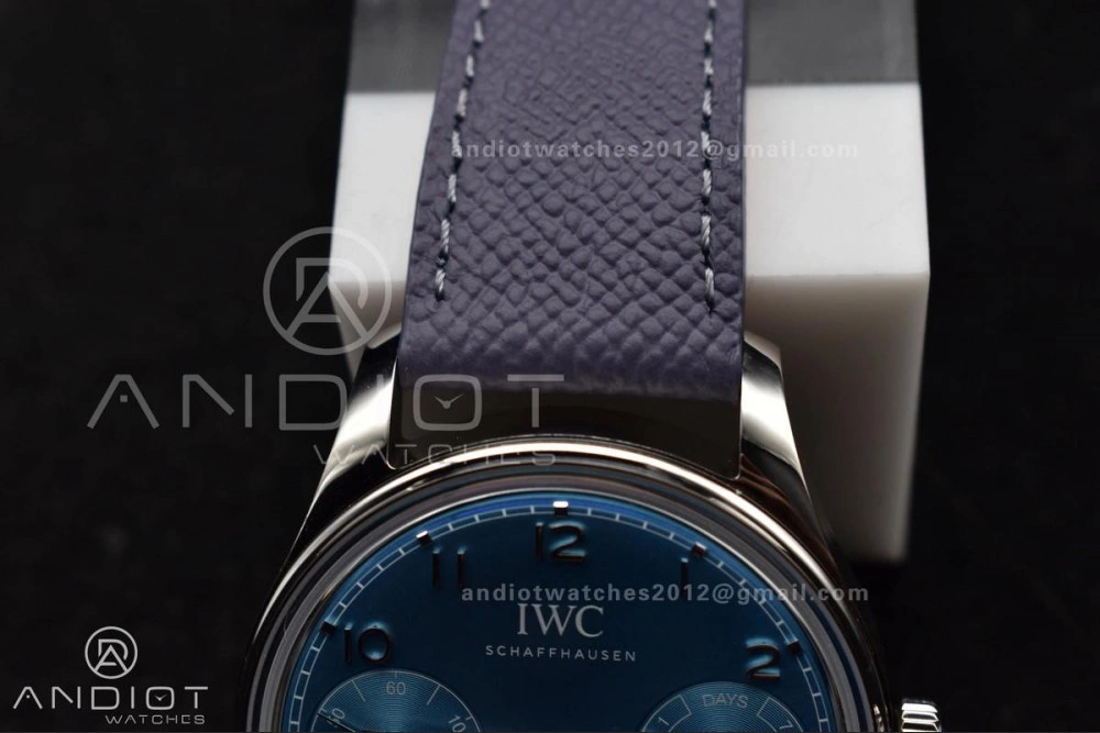 Practical Portugieser Automatic 42mm SS APSF 1:1 Best Edition Ice Blue Dial on Purple Leather Strap A 284