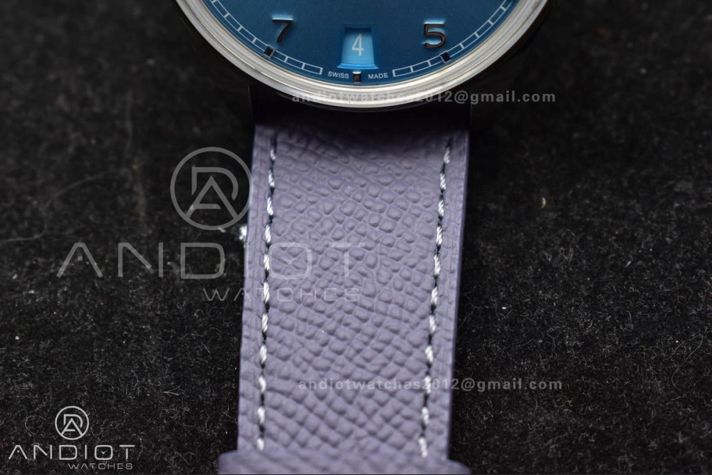 Practical Portugieser Automatic 42mm SS APSF 1:1 Best Edition Ice Blue Dial on Purple Leather Strap A 284