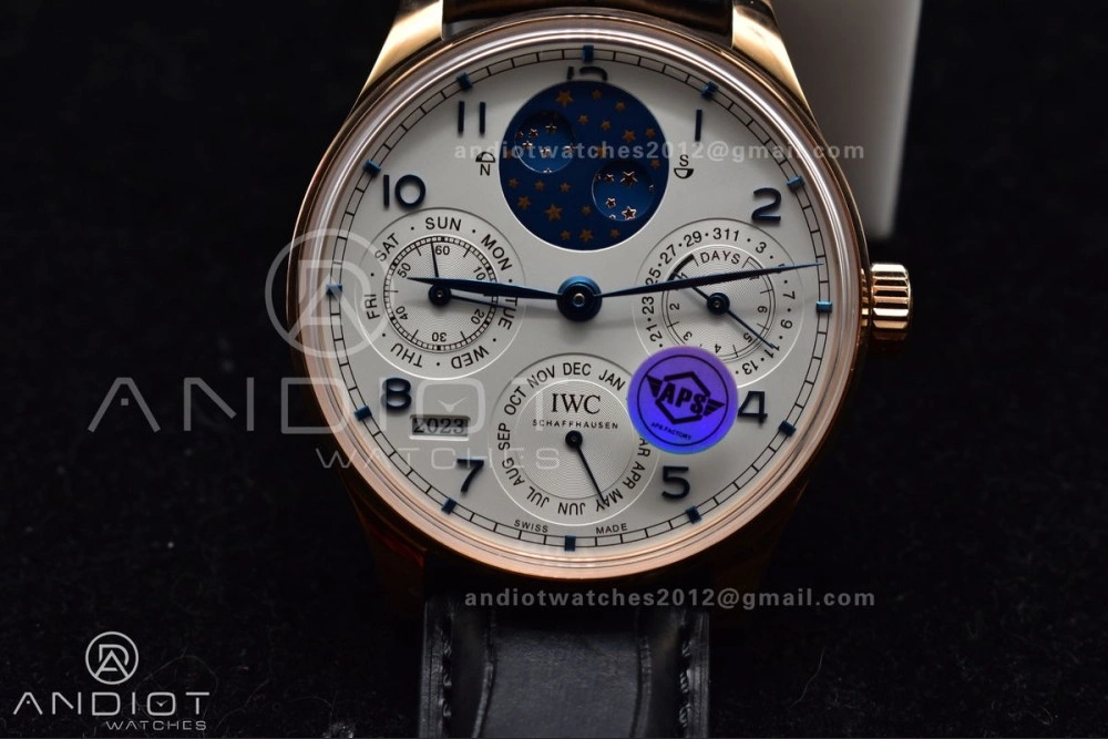 Portugieser Perpetual Calendar RG 5033 APSF 1:1 Best Edition White Dial on Black Leather Strap A52610 Clone Efficient 295