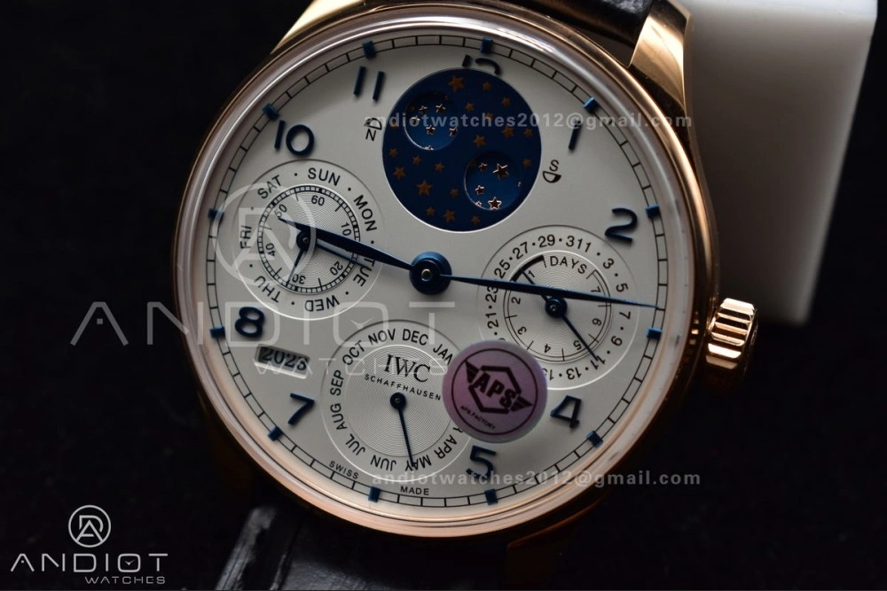 Portugieser Perpetual Calendar RG 5033 APSF 1:1 Best Edition White Dial on Black Leather Strap A52610 Clone Efficient 295