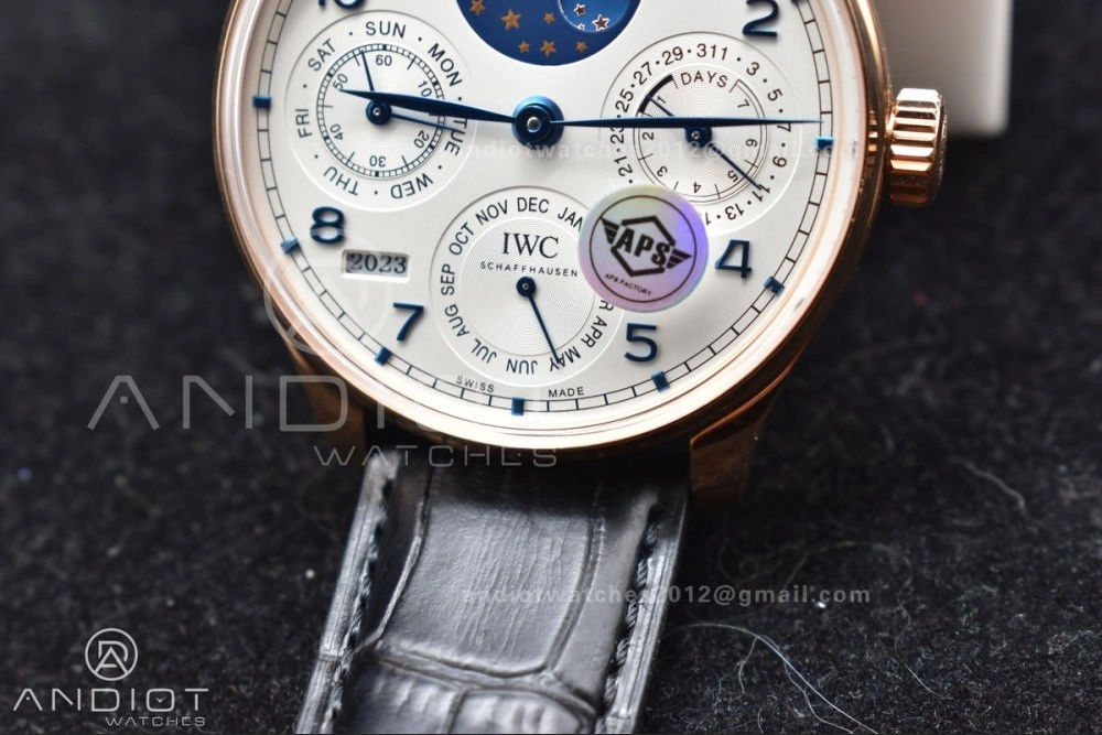 Portugieser Perpetual Calendar RG 5033 APSF 1:1 Best Edition White Dial on Black Leather Strap A52610 Clone Efficient 295